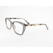 Armação de Óculos de Grau Feminino Adora Liza Cinza Translúcido Retangular Tamanho 55