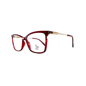 Armação de Óculos de Grau Feminino Adora Manu Vermelho Translúcido Retangular Tamanho 55