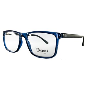 Armação de Óculos de Grau Masculino Ekcess Atenas Azul translúcido Retangular Tamanho 54
