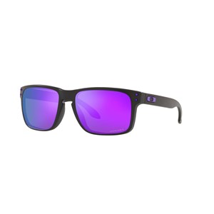 Óculos de Sol Masculino Oakley Holbrook OO9102L Preto Quadrado Lente Violeta Prizm Tamanho 55